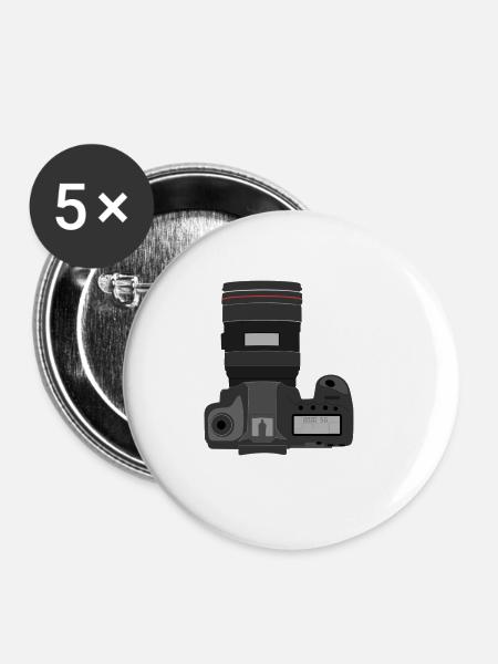 Spiegelreflex Kamera Geschenkidee Sonderangebot - Buttons klein 25 mm (5er Pack) - Weiß