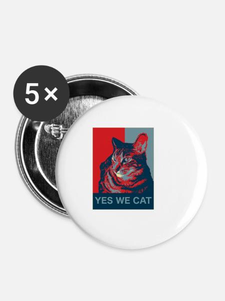 Yes we Cat - Buttons klein 25 mm (5er Pack) - Weiß