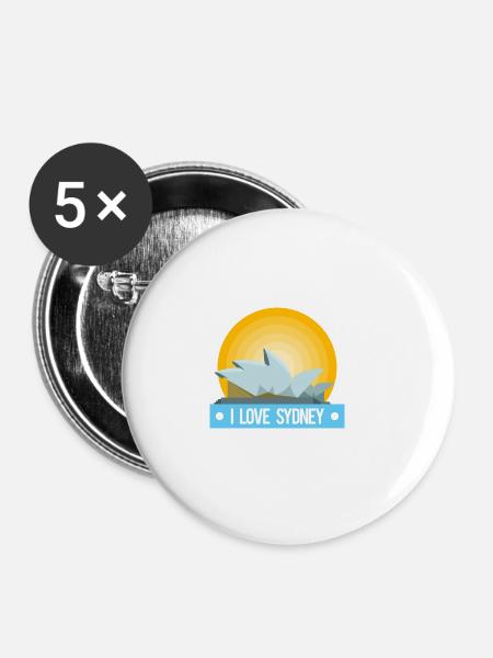 I love Sidney - Buttons klein 25 mm (5er Pack) - Weiß