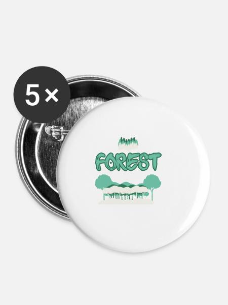 Wald Natur Förster - Buttons klein 25 mm (5er Pack) - Weiß