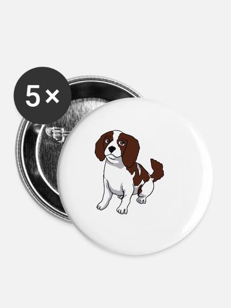 Cavalier King Charles Spaniel Hund - Buttons klein 25 mm (5er Pack) - Weiß