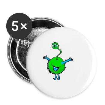 Monster green with one eye - Buttons small 1''/25 mm (5-pack) - white - Front