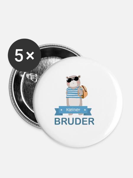kleiner Bruder Bär - Buttons klein 25 mm (5er Pack) - Weiß