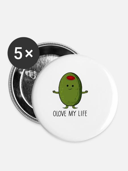 Olive - Buttons klein 25 mm (5er Pack) - Weiß