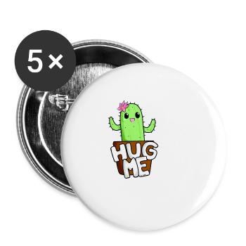 Kawaii Cactus Hug Me Funny Manga Gift Idea - Buttons small 1''/25 mm (5-pack) - white - Front