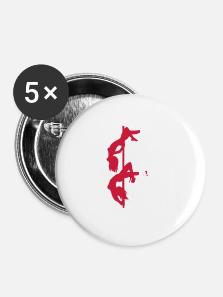 Pole Dance - Buttons klein 25 mm (5er Pack) - Weiß
