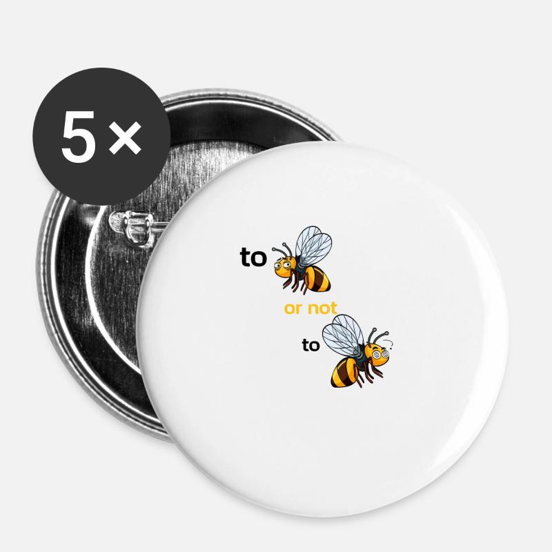 bee or not to bee - Buttons small 1''/25 mm (5-pack) - white