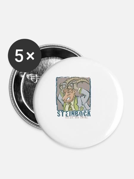 Sternzeichen - Steinbock - Buttons klein 25 mm (5er Pack) - Weiß
