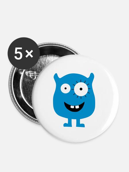 Monster - Buttons klein 25 mm (5er Pack) - Weiß