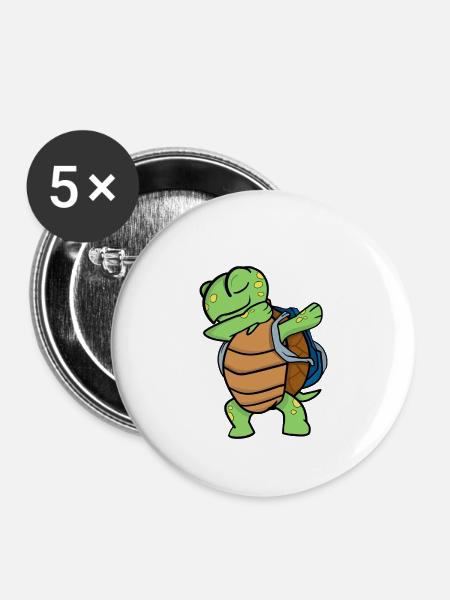 Schildkröte Schule - Buttons klein 25 mm (5er Pack) - Weiß