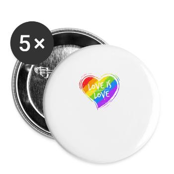 Love is Love Heart LGBT Pride design Gay Lesbian - Buttons small 1''/25 mm (5-pack) - white - Front