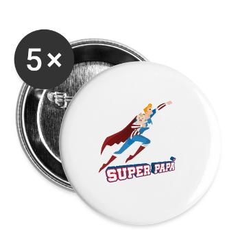 Super Papa Funny Superhero Gift for Daddy T Shirt - Buttons small 1''/25 mm (5-pack) - white - Front