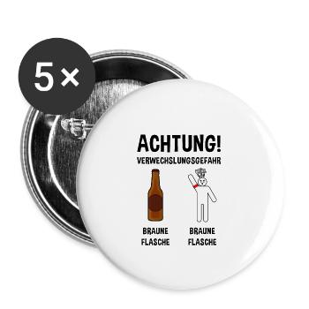 Anti Nazi Spruch - Buttons klein 25 mm (5er Pack) - Weiß - Vorne