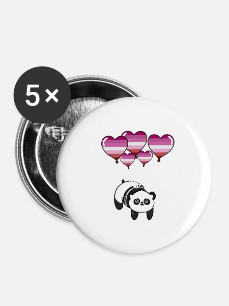 Panda Lesbian Pride - Buttons klein 25 mm (5er Pack) - Weiß