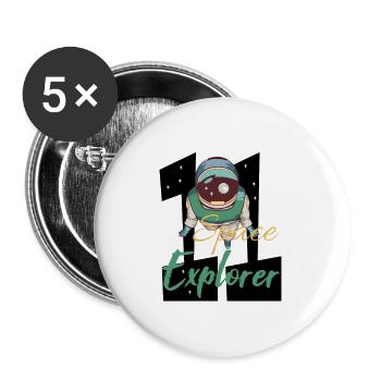 Astronaut im Weltall - 11. Geburtstag - Buttons klein 25 mm (5er Pack) - Weiß - Vorne