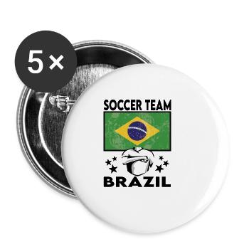 Brazil Soccer Football 2022 WM - Lot de 5 petits badges (25 mm) - blanc - Devant