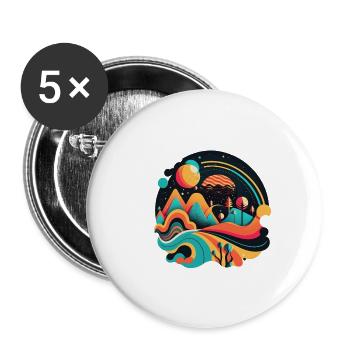 RETRO - Buttons small 1''/25 mm (5-pack) - white - Front
