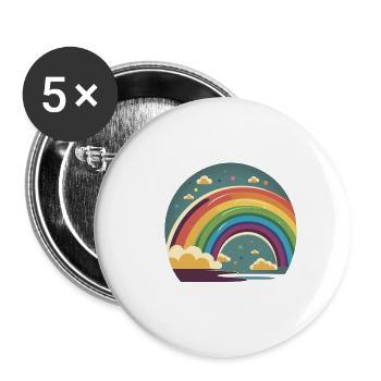 ARC-EN-CIEL - Lot de 5 petits badges (25 mm) - blanc - Devant