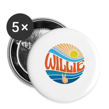 Willie Hemd Vintage Sonnenuntergang Willie Groovy Batikfarbe - Buttons klein 25 mm (5er Pack) - Weiß - Vorne