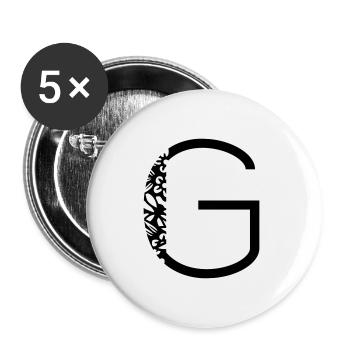 Buchstabe G - Buttons klein 25 mm (5er Pack) - Weiß - Vorne