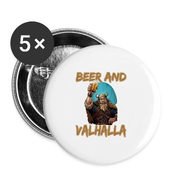 Beer And Valhalla Wikinger - Buttons klein 25 mm (5er Pack) - Weiß - Vorne
