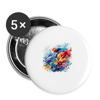 Exotische Zierfische Aquaristik Aquarium - Buttons klein 25 mm (5er Pack) - Weiß - Vorne