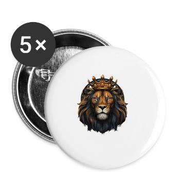 Tier Krone Löwe König für Löwen Liebhaber und - Buttons klein 25 mm (5er Pack) - Weiß - Vorne