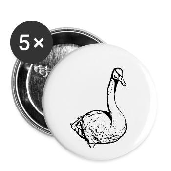 Swan Black Duck Bird Goose - Buttons small 1''/25 mm (5-pack) - white - Front
