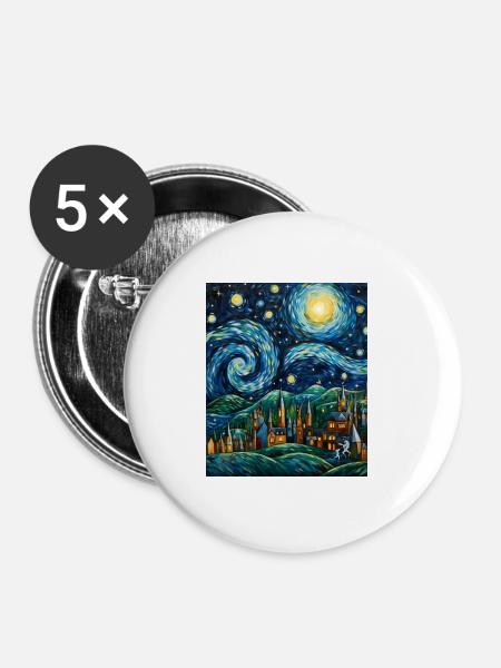 Weihnachts-Sternennacht-Shirt Bethlehem Star Art - Buttons klein 25 mm (5er Pack) - Weiß