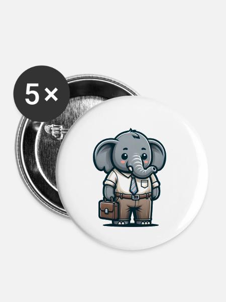 Cute Elephant Teacher - Buttons klein 25 mm (5er Pack) - Weiß