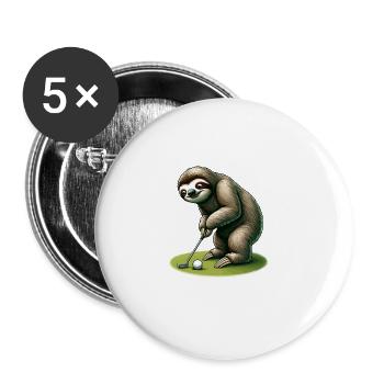 Lustiges Faultier beim Golfen - Buttons klein 25 mm (5er Pack) - Weiß - Vorne