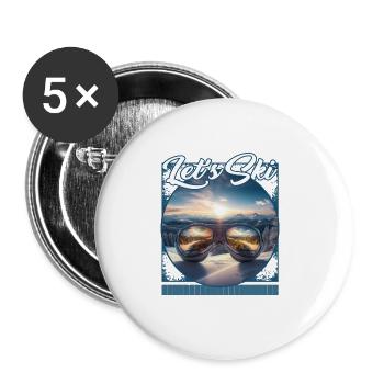 Let’s Ski Masque de ski Snowy Valley Reflection - Lot de 5 petits badges (25 mm) - blanc - Devant