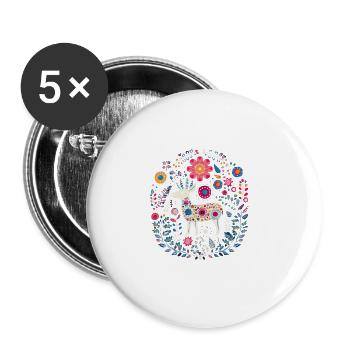Reh Waldlandschaft Farn Hirsch für Naturfreunde - Buttons klein 25 mm (5er Pack) - Weiß - Vorne