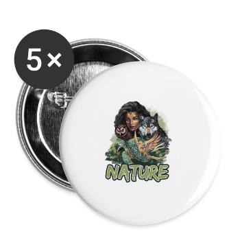 Natur Wolf Eule Schildkröte Frau für - Buttons klein 25 mm (5er Pack) - Weiß - Vorne