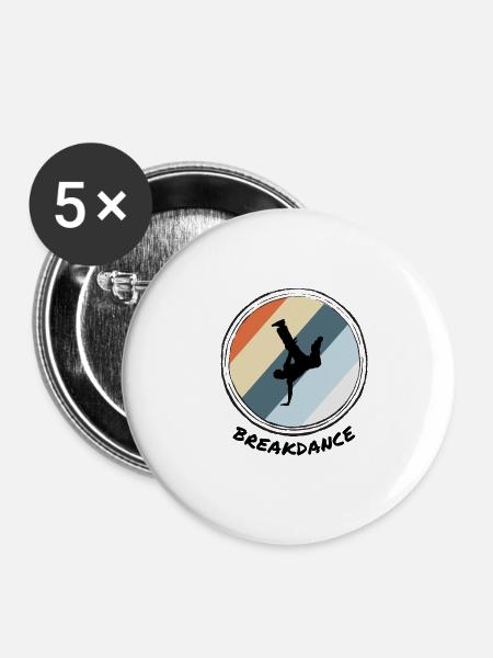 Breakdance - Buttons klein 25 mm (5er Pack) - Weiß