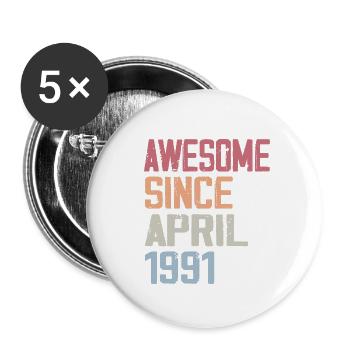 Legends Were Born In April 1991 - Buttons small 1''/25 mm (5-pack) - white - Front