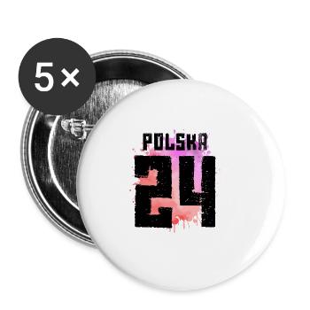 Polen 24 Trikot 2024 Bunt Polska - Buttons klein 25 mm (5er Pack) - Weiß - Vorne