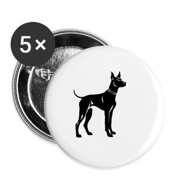 Doberman Dog - Buttons small 1''/25 mm (5-pack) - white - Front