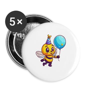 Abeille Anniversaire Bébé - Lot de 5 petits badges (25 mm) - blanc - Devant