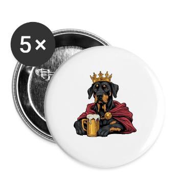 Doberman chien bière drôle - Lot de 5 petits badges (25 mm) - blanc - Devant