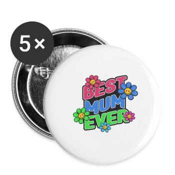Best Mum ever - Buttons klein 25 mm (5er Pack) - Weiß - Vorne