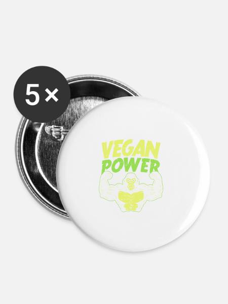 Vegan power - Buttons small 1''/25 mm (5-pack) - white