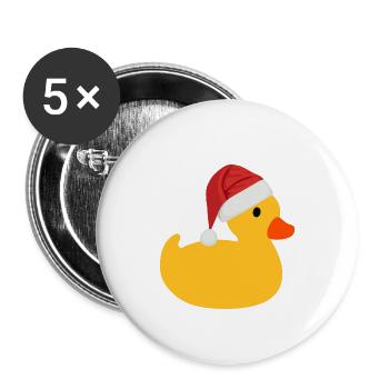 Canard Squeak avec le chapeau du père Noël - Lot de 5 petits badges (25 mm) - blanc - Devant