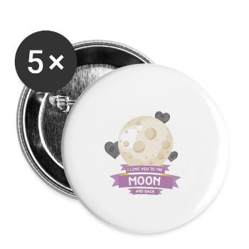 T'aime à la planète lune - Lot de 5 petits badges (25 mm) - blanc - Devant