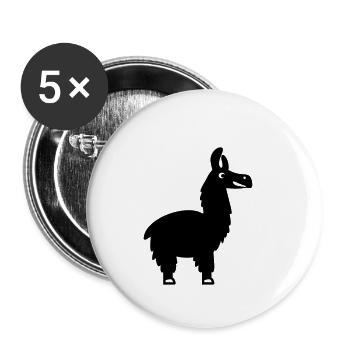 Lama Silhouette Alpaka Tierliebe Geschenkidee - Buttons klein 25 mm (5er Pack) - Weiß - Vorne