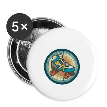 Rollschuhe Rollschuhlaufen Vintage Skate Geschenk - Buttons klein 25 mm (5er Pack) - Weiß - Vorne