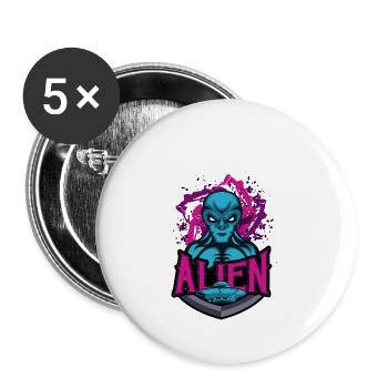 Alien Science Fiction UFO Alien Gift - Buttons small 1''/25 mm (5-pack) - white - Front