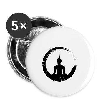 YOGA Buddha In Meditation Hatha Yoga Geschenk - Buttons klein 25 mm (5er Pack) - Weiß - Vorne