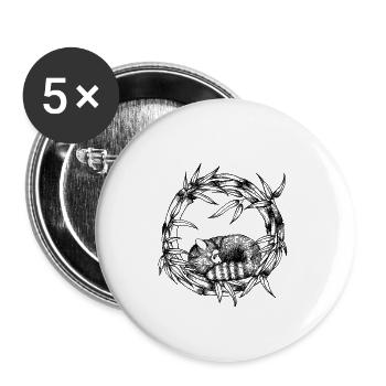 Panda rouge dans le bambou - Lot de 5 petits badges (25 mm) - blanc - Devant