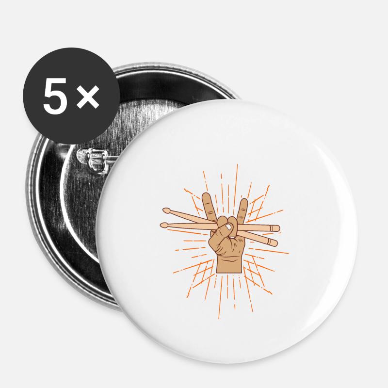 Drummer Rocking Drumsticks Drummer Gift - Buttons small 1''/25 mm (5-pack) - white